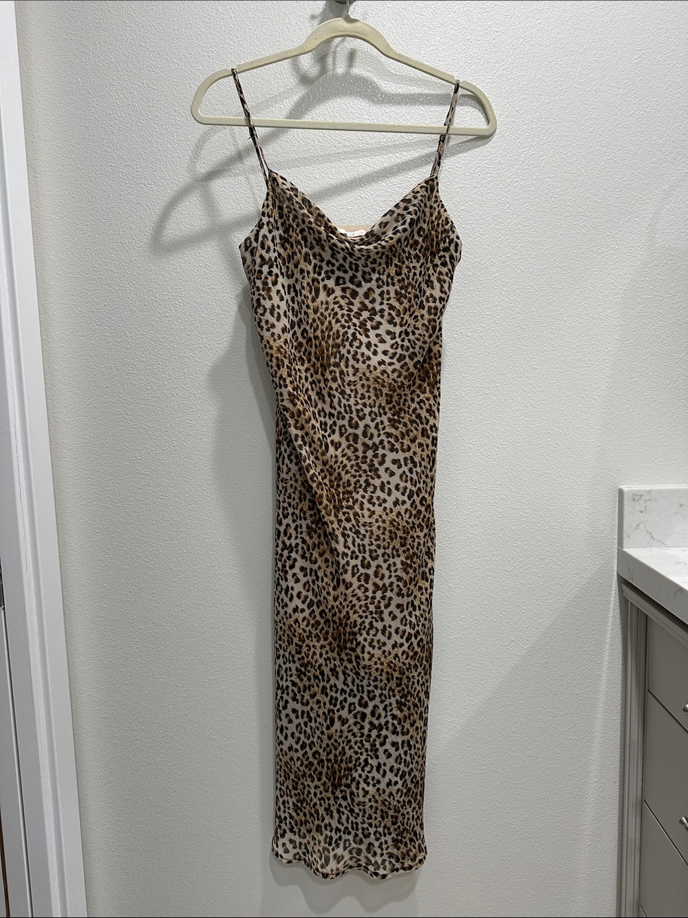 Le Lis Leopard-Print Slip Dress in Tan and Black